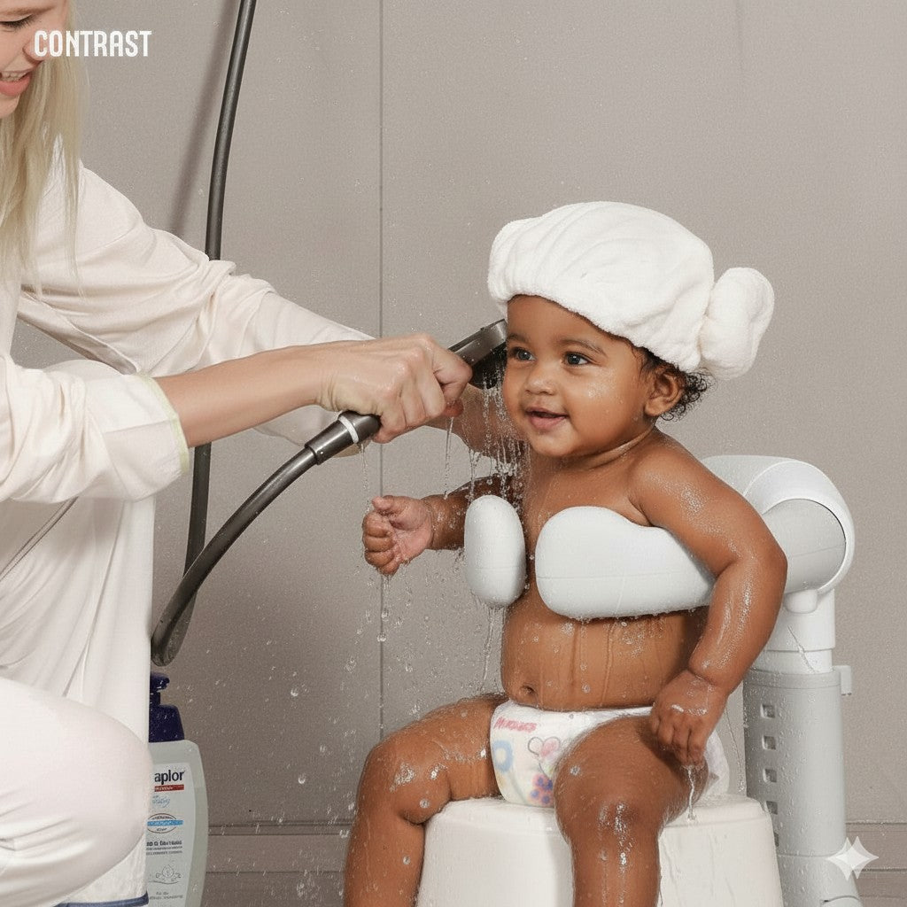 Soporte de Baño para Bebé Ajustable - Porta Bebé de Pie para Ducha