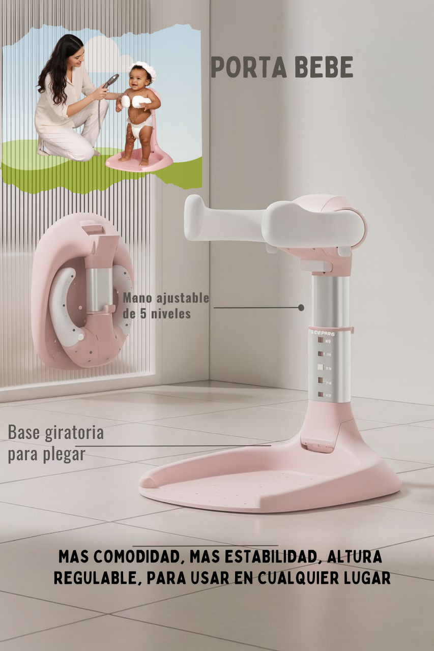 Soporte de Baño para Bebé Ajustable - Porta Bebé de Pie para Ducha