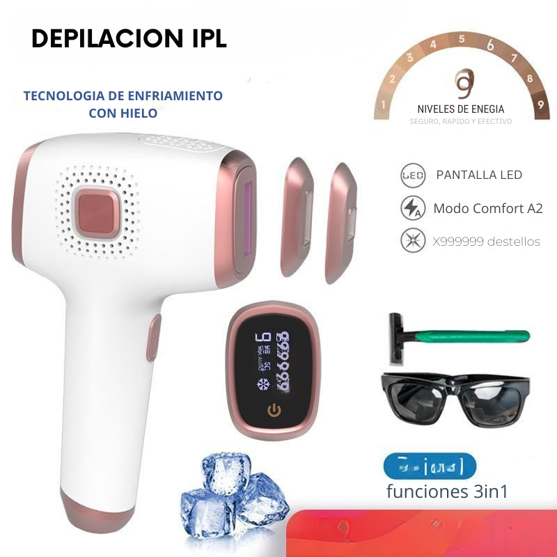 Depiladora Láser IPL con Enfriamiento por Hielo - Tratamiento Corporal Completo
