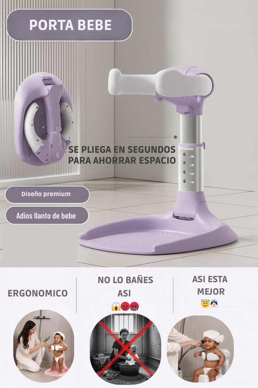Soporte de Baño para Bebé Ajustable - Porta Bebé de Pie para Ducha
