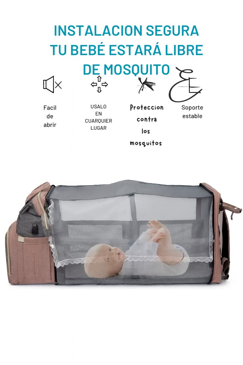 Mochila Pañalera Multifuncional con Cuna Portátil AONO